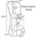 Andeworld Barhocker im Landhausstil, 4er-Set Barhocker in Tresenhöhe