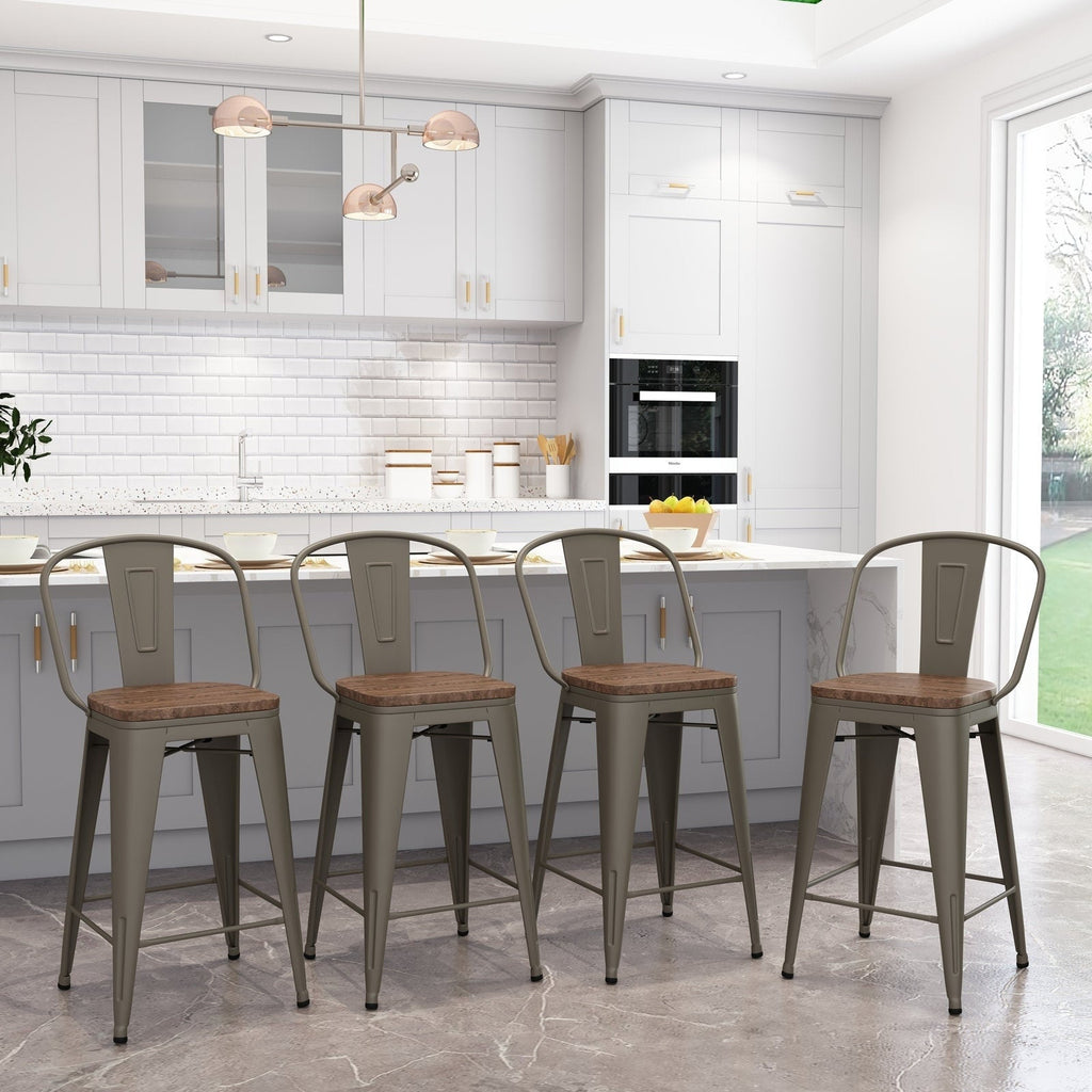 Andeworld Barhocker im Landhausstil, 4er-Set Barhocker in Tresenhöhe