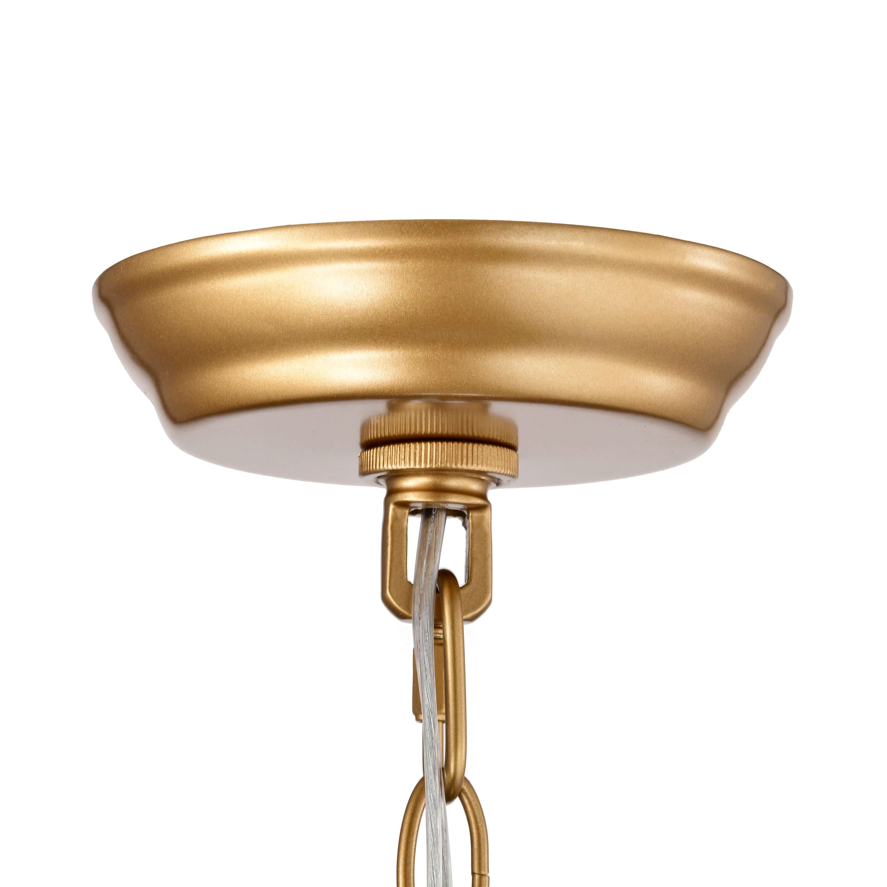 Anita-Kronleuchter mit Trommelschirm und klarem Glasprisma