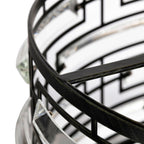 Anita-Kronleuchter mit Trommelschirm und klarem Glasprisma