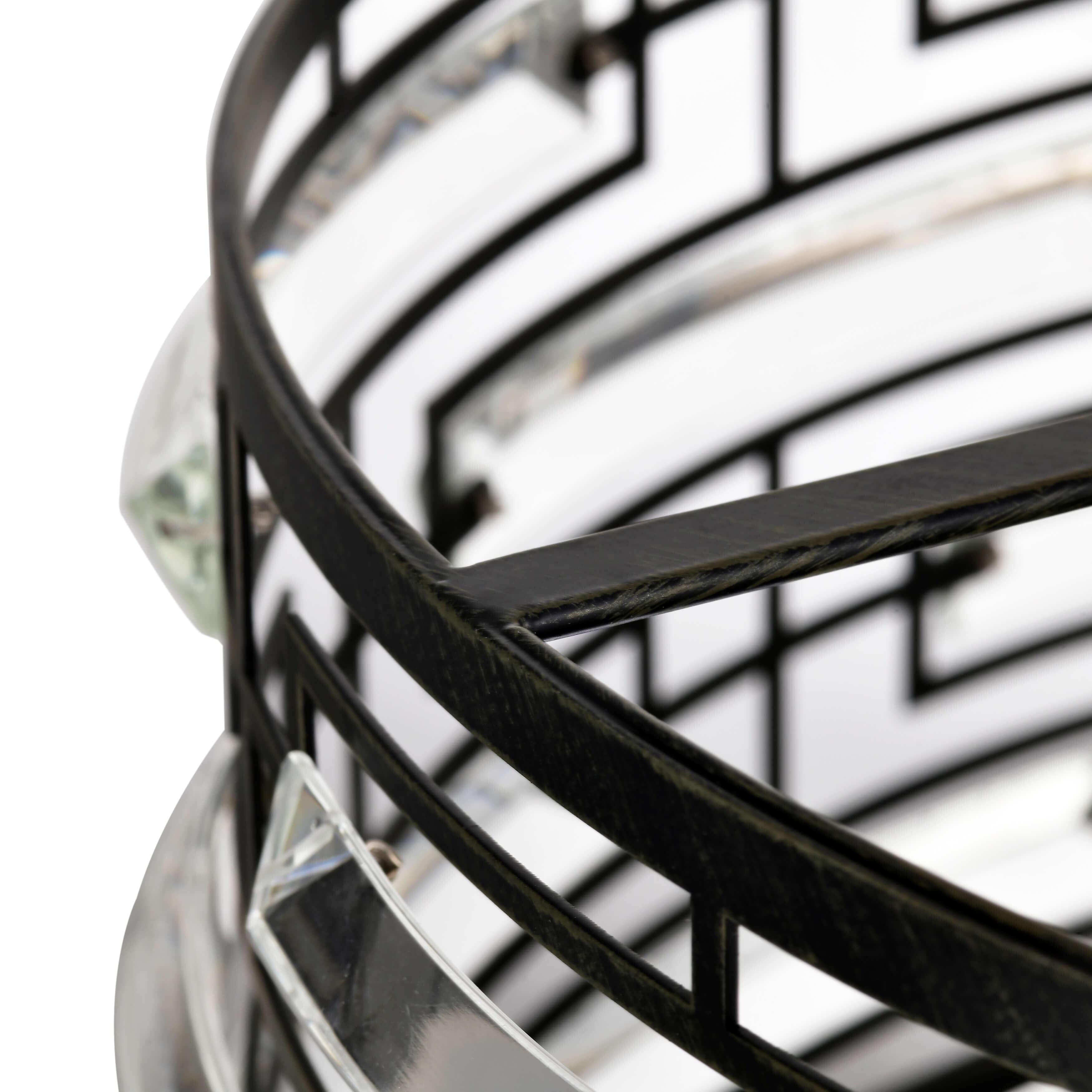 Anita-Kronleuchter mit Trommelschirm und klarem Glasprisma