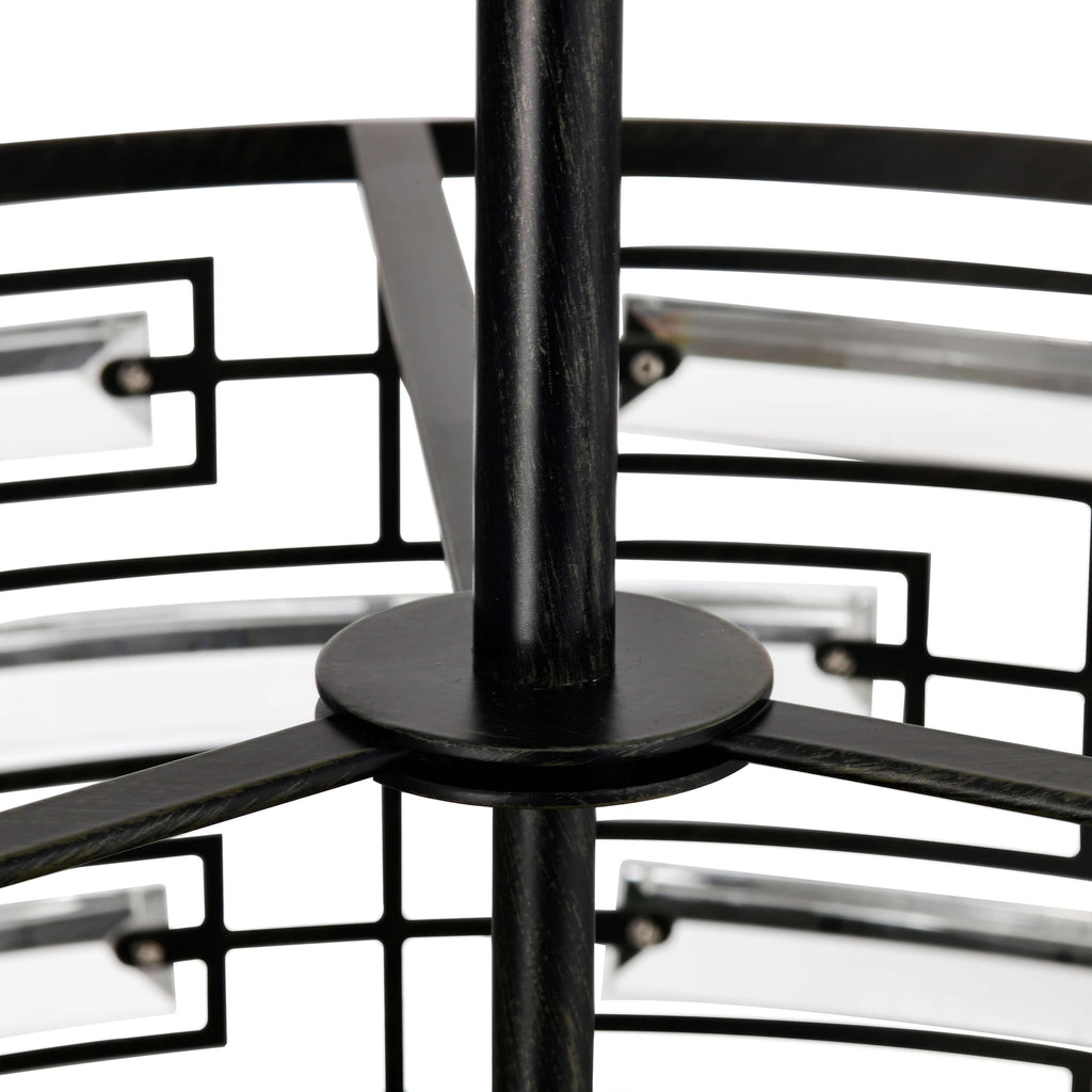 Anita-Kronleuchter mit Trommelschirm und klarem Glasprisma