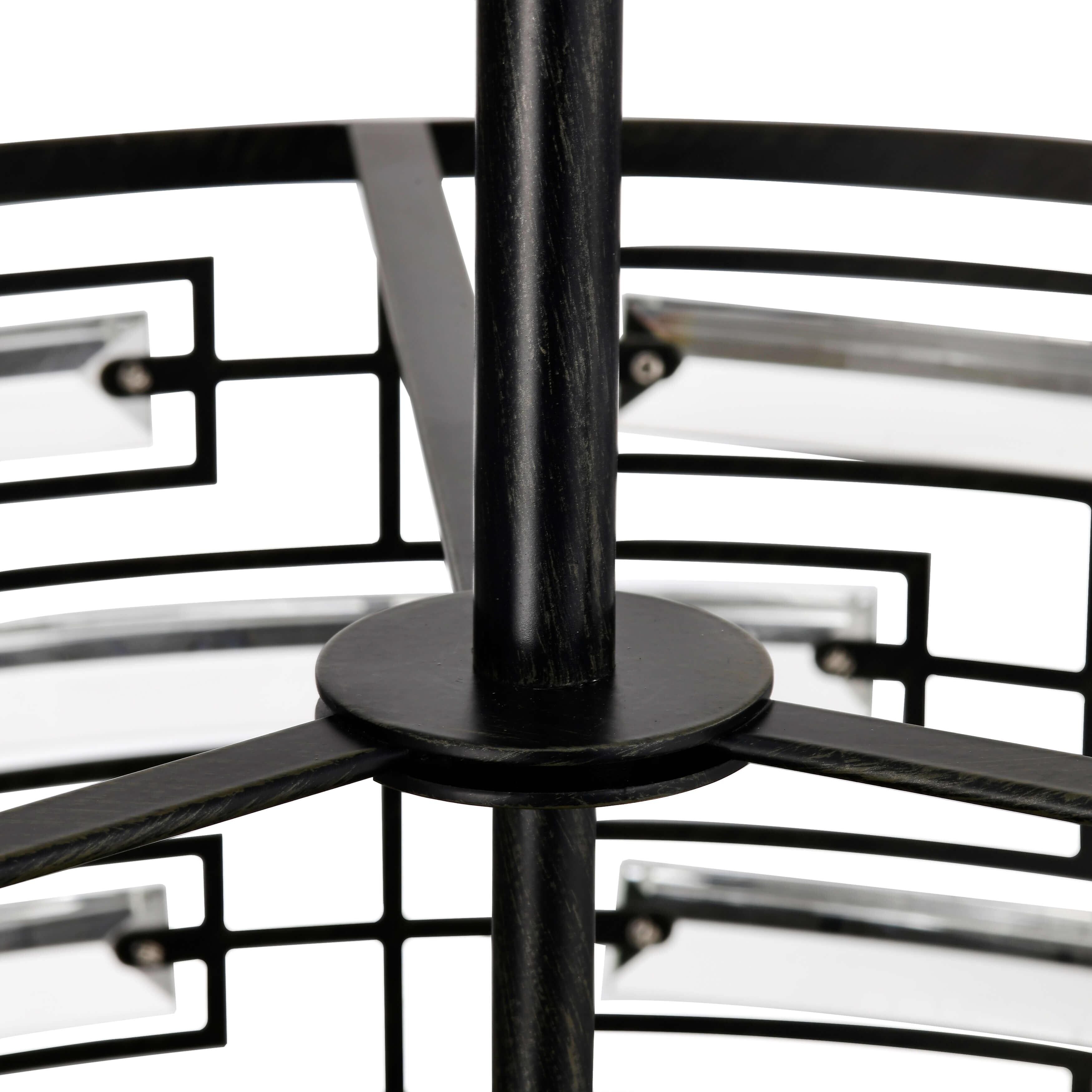 Anita-Kronleuchter mit Trommelschirm und klarem Glasprisma