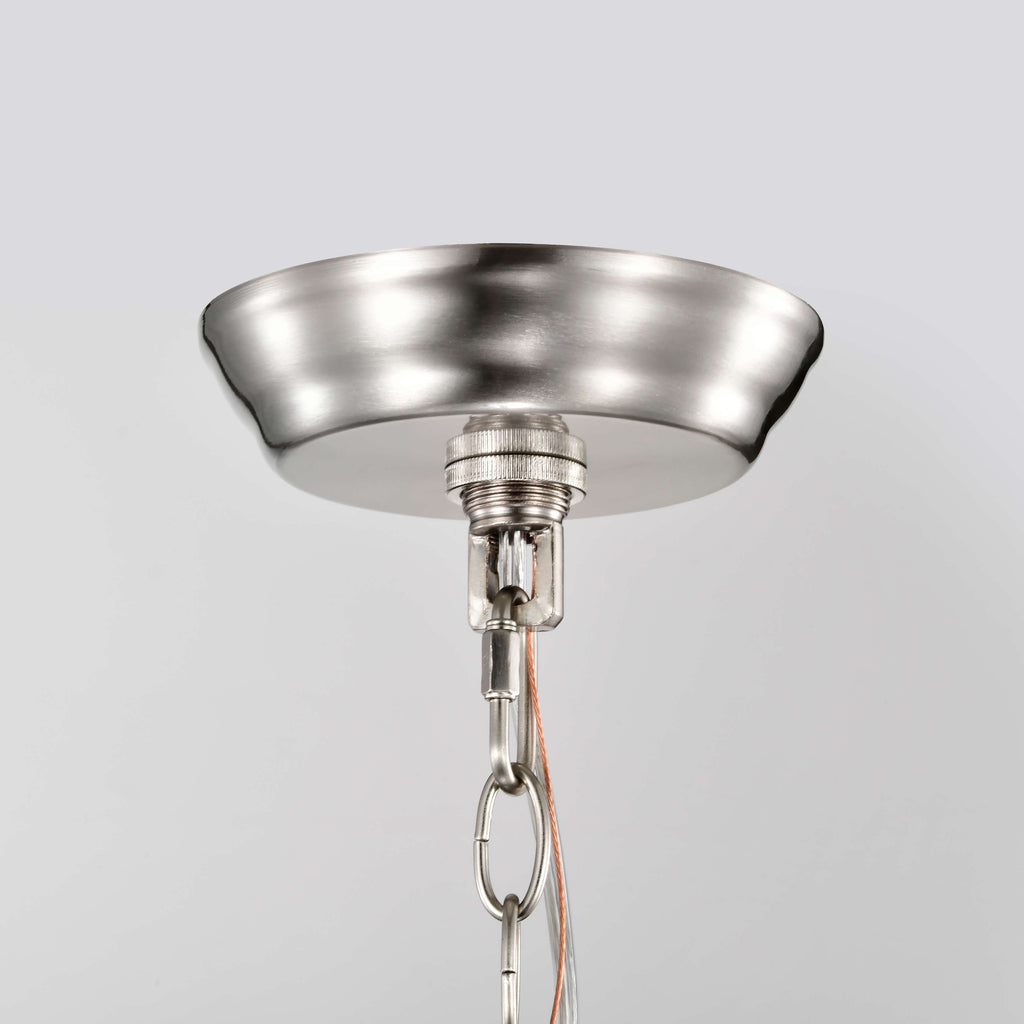 Anita-Kronleuchter mit Trommelschirm und klarem Glasprisma