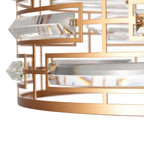 Anita-Kronleuchter mit Trommelschirm und klarem Glasprisma