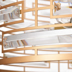 Anita-Kronleuchter mit Trommelschirm und klarem Glasprisma