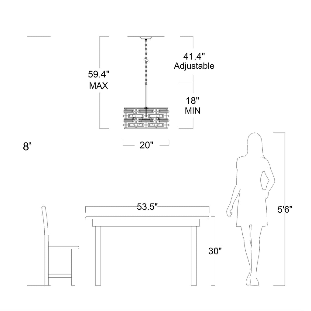 Anita-Kronleuchter mit Trommelschirm und klarem Glasprisma