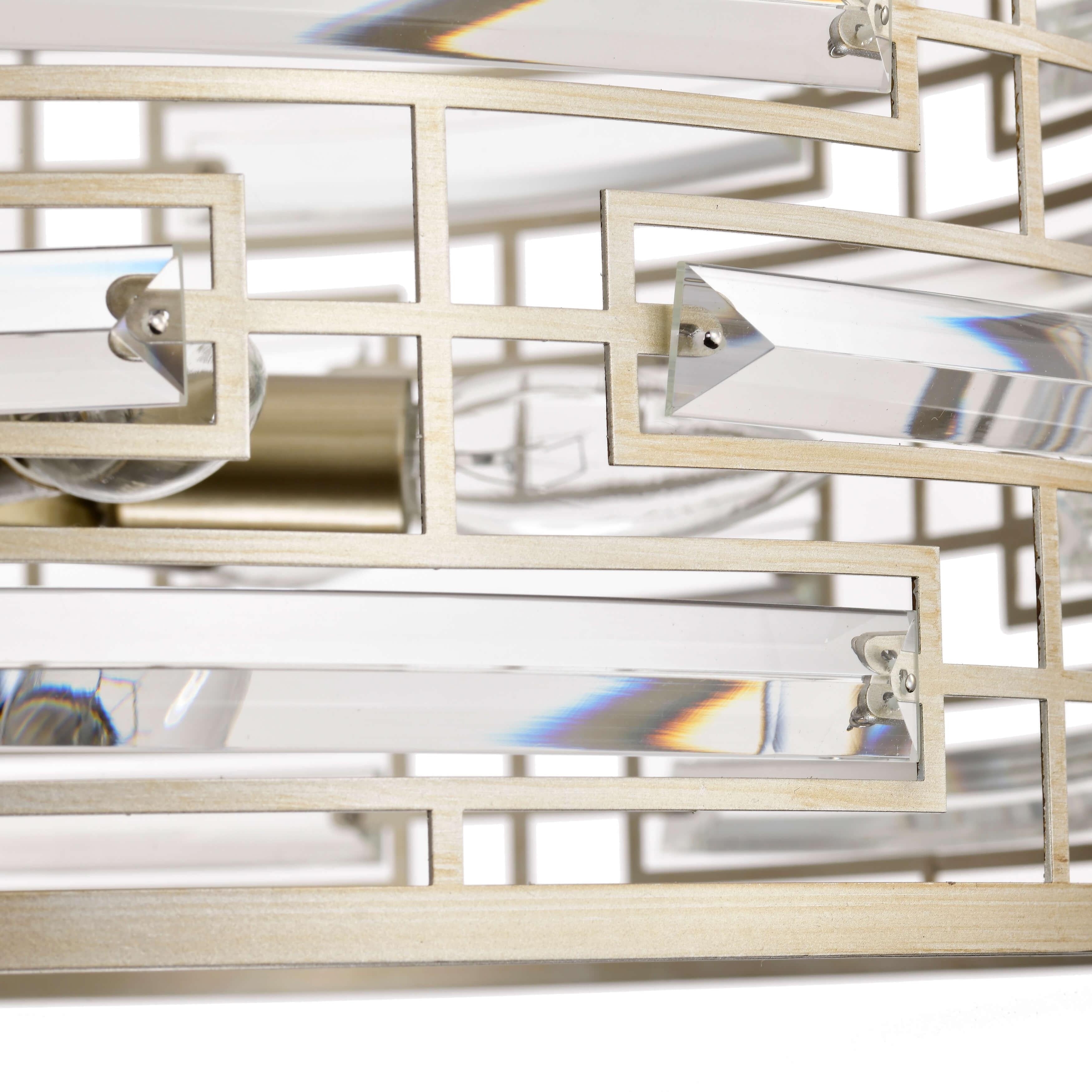 Anita-Kronleuchter mit Trommelschirm und klarem Glasprisma