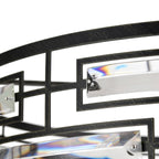 Anita-Kronleuchter mit Trommelschirm und klarem Glasprisma