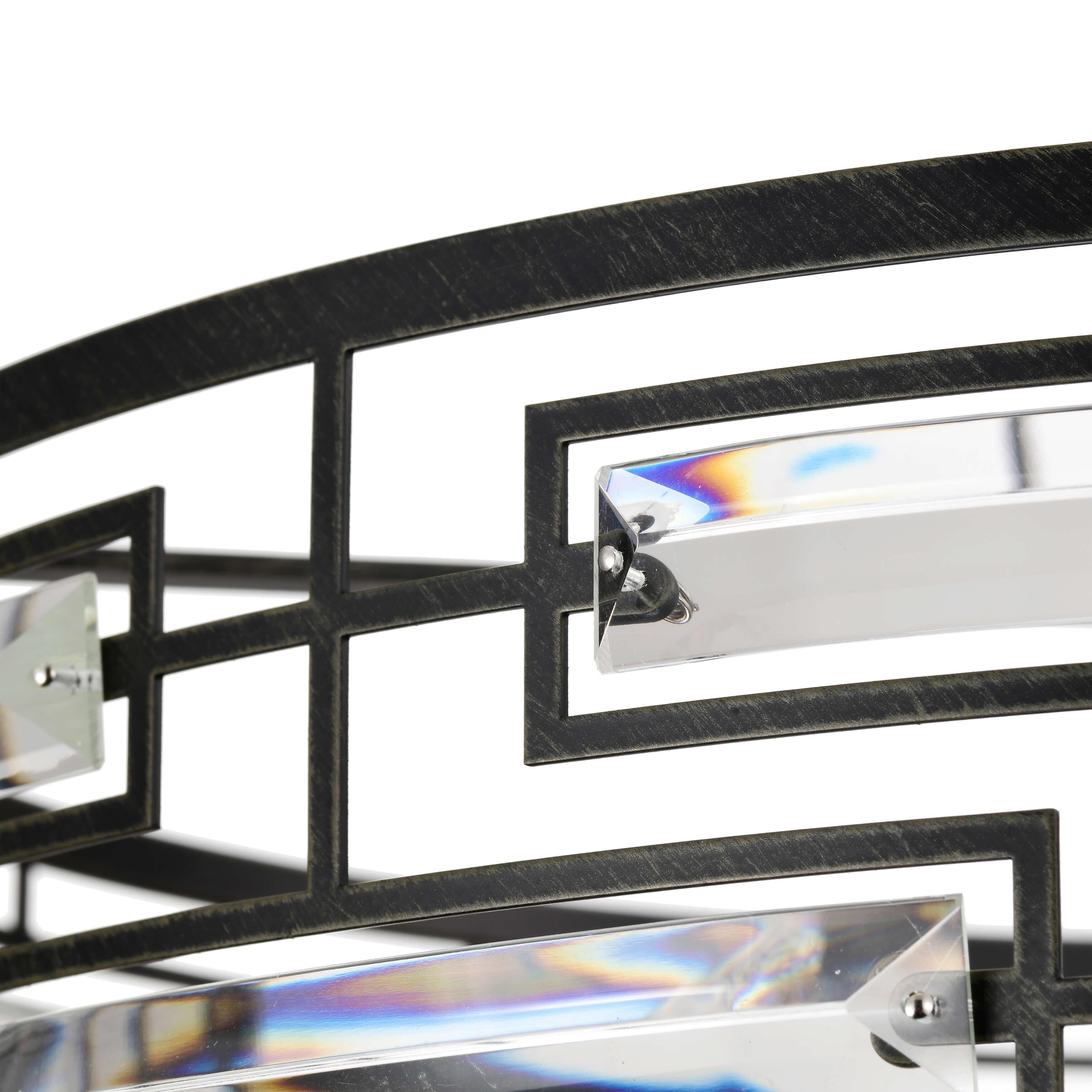 Anita-Kronleuchter mit Trommelschirm und klarem Glasprisma