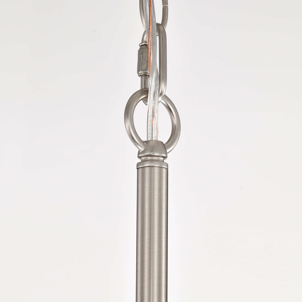 Anita-Kronleuchter mit Trommelschirm und klarem Glasprisma