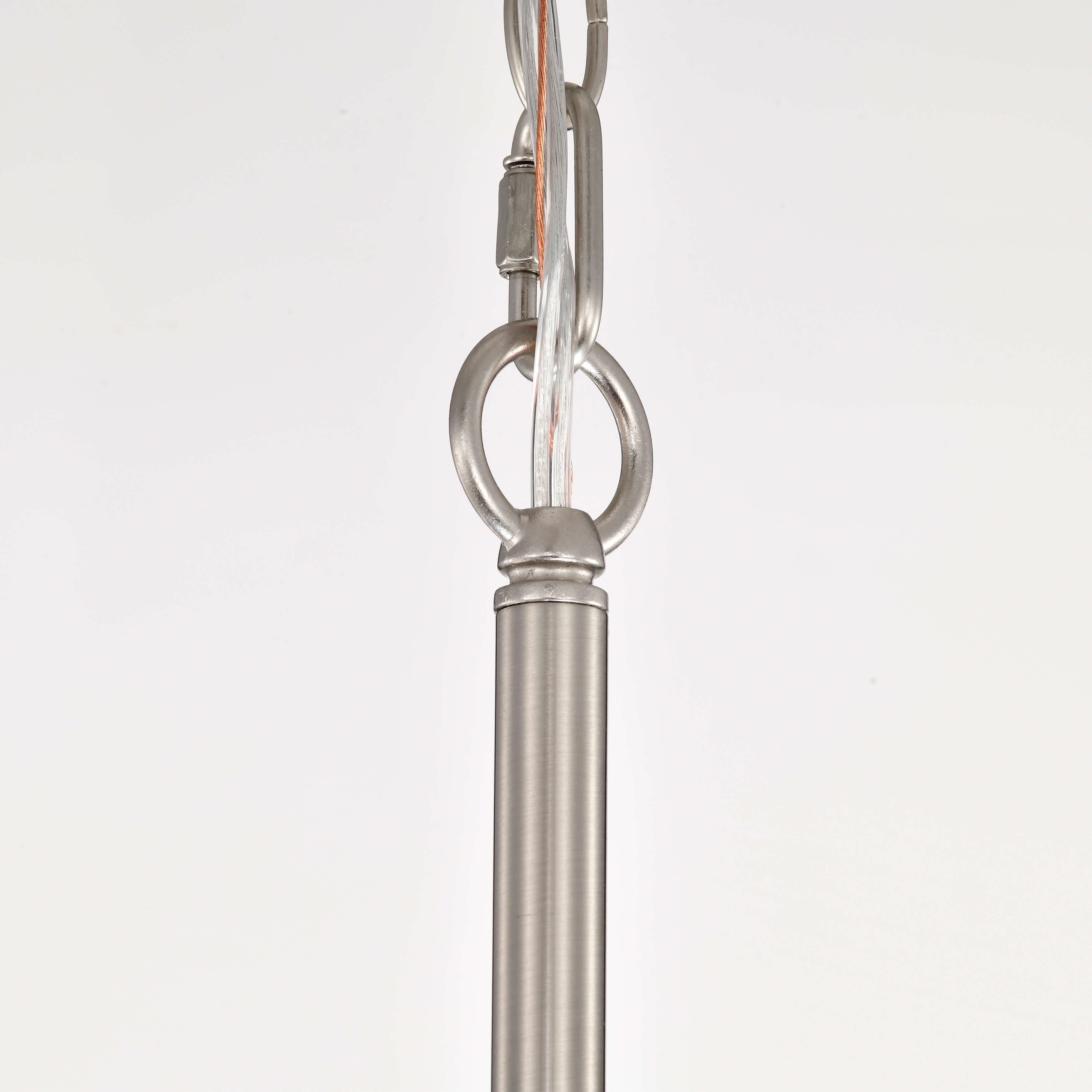 Anita-Kronleuchter mit Trommelschirm und klarem Glasprisma