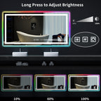 Antibeschlag-Badezimmerspiegel mit RGB-Hintergrundbeleuchtung und LED-Frontbeleuchtung