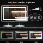 Antibeschlag-Badezimmerspiegel mit RGB-Hintergrundbeleuchtung und LED-Frontbeleuchtung