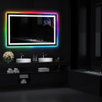 Antibeschlag-Badezimmerspiegel mit RGB-Hintergrundbeleuchtung und LED-Frontbeleuchtung