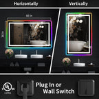 Antibeschlag-Badezimmerspiegel mit RGB-Hintergrundbeleuchtung und LED-Frontbeleuchtung