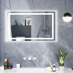 Antibeschlag-Badezimmerspiegel mit RGB-Hintergrundbeleuchtung und LED-Frontbeleuchtung