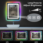 Antibeschlag-Badezimmerspiegel mit RGB-Hintergrundbeleuchtung und LED-Frontbeleuchtung