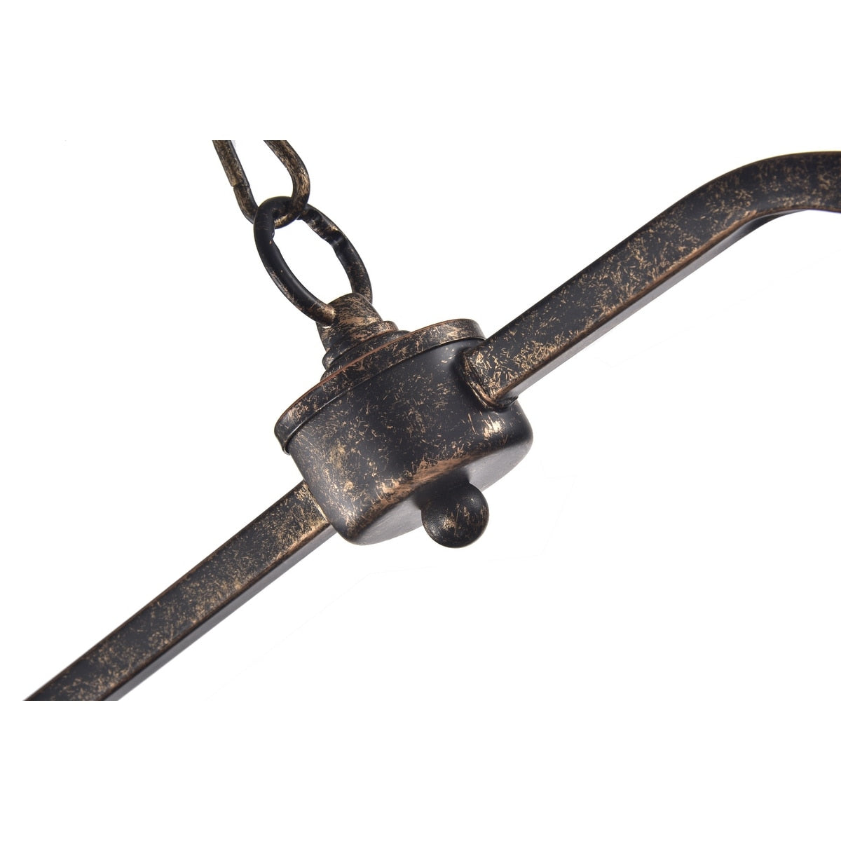 Rechteckige Kücheninselleuchte mit 6 Leuchten und Kristallanhänger in Antikbronze – Antikbronze