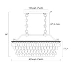 Rechteckige Kücheninselleuchte mit 6 Leuchten und Kristallanhänger in Antikbronze – Antikbronze