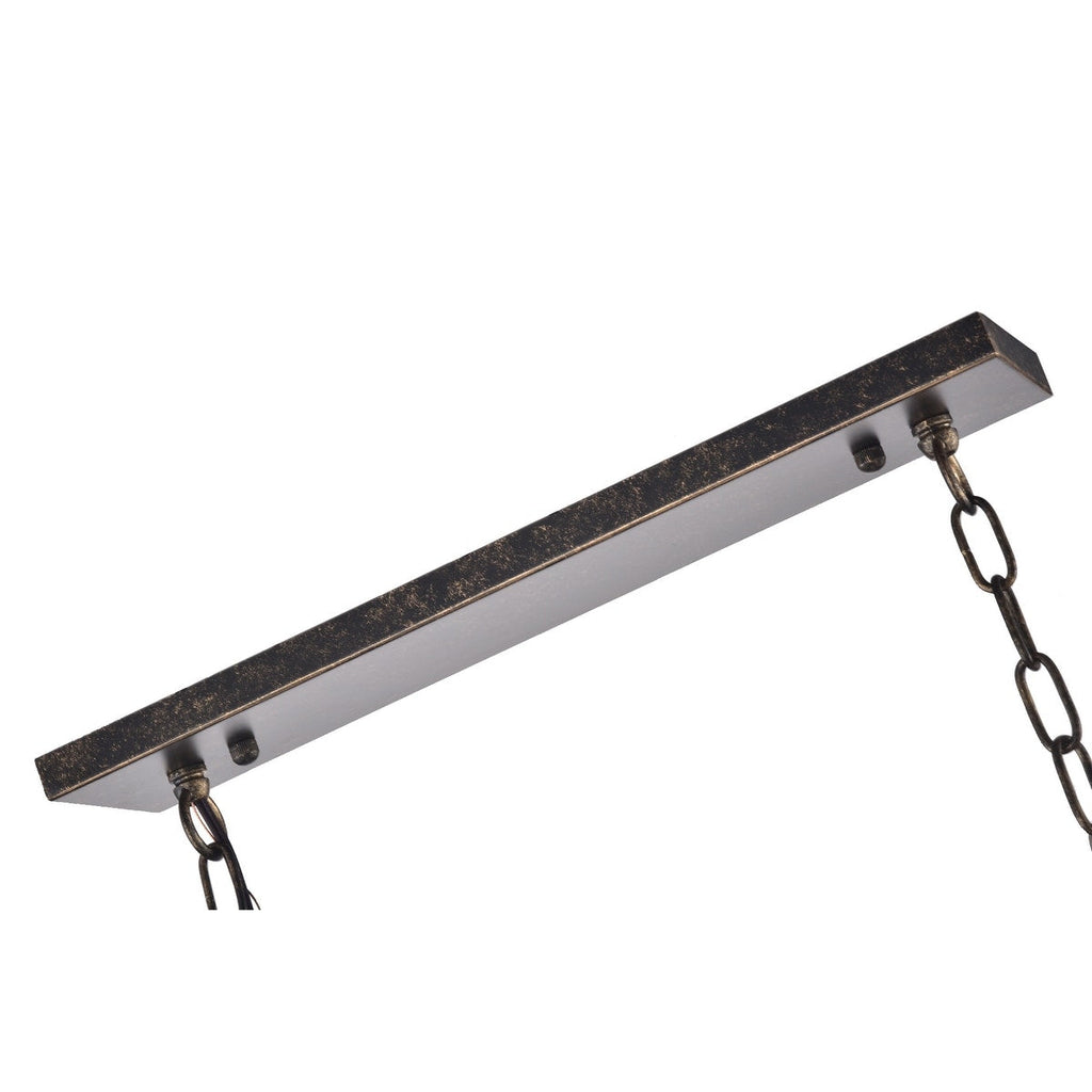 Rechteckige Kücheninselleuchte mit 6 Leuchten und Kristallanhänger in Antikbronze – Antikbronze