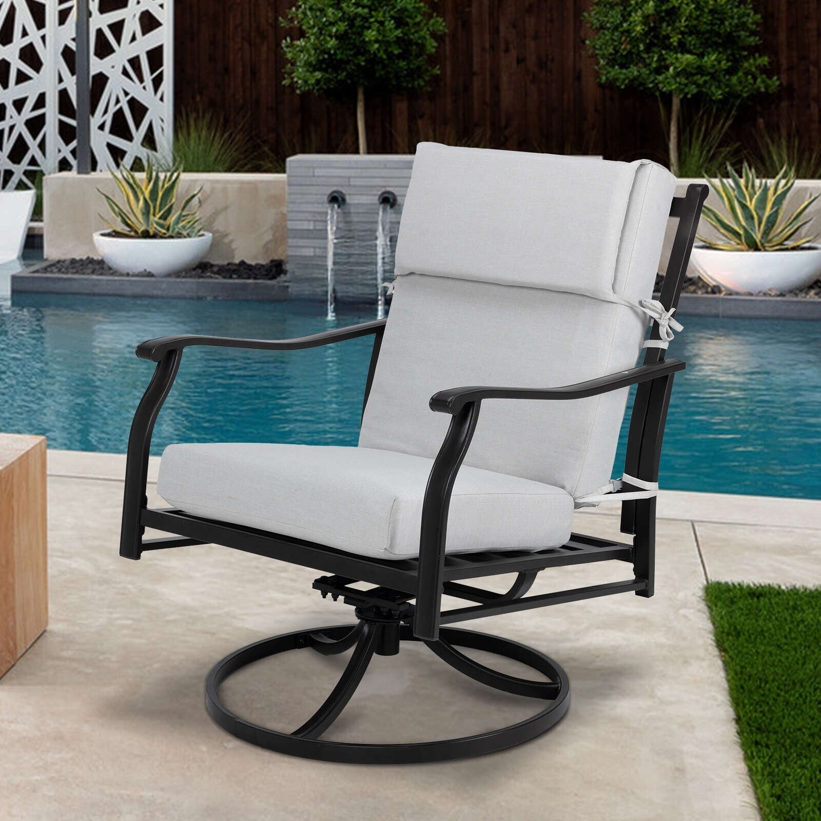 Aoodor Terrassen-Hochlehnen-Stuhlkissen-Set, 4-teilig, 46 x 21 x 4 Zoll (nur Kissen)