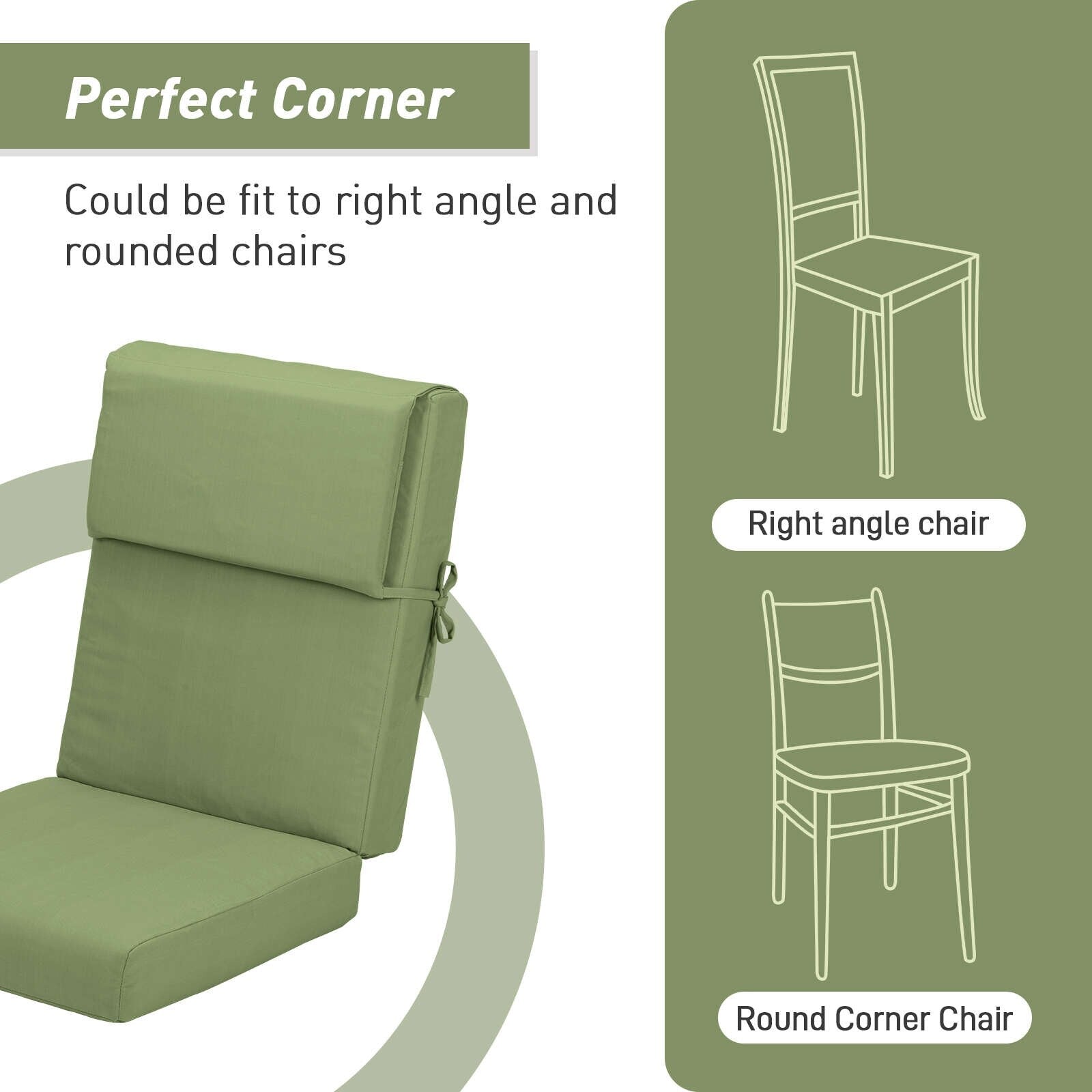 Aoodor Terrassen-Hochlehnen-Stuhlkissen-Set, 4-teilig, 46 x 21 x 4 Zoll (nur Kissen)
