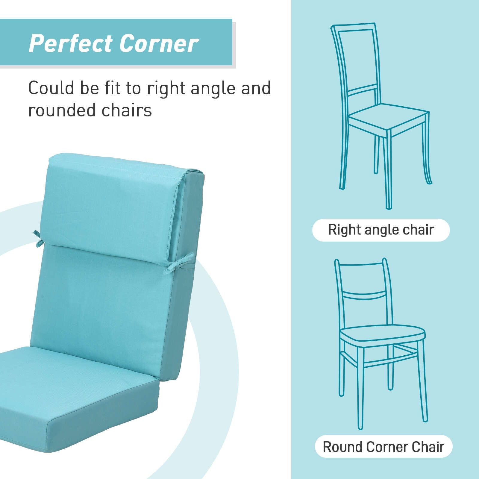 Aoodor Terrassen-Hochlehnen-Stuhlkissen-Set, 4-teilig, 46 x 21 x 4 Zoll (nur Kissen)