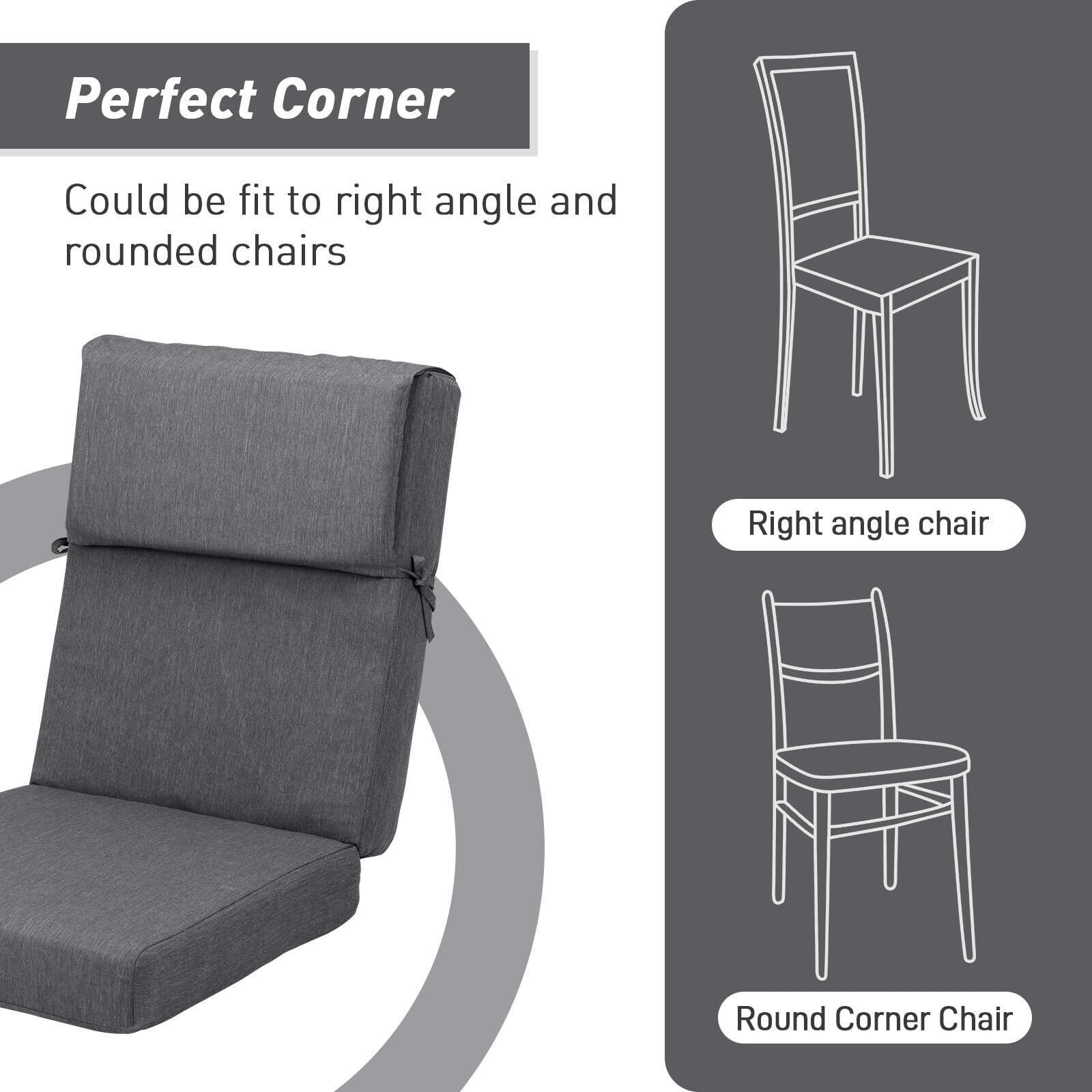 Aoodor Terrassen-Hochlehnen-Stuhlkissen-Set, 4-teilig, 46 x 21 x 4 Zoll (nur Kissen)