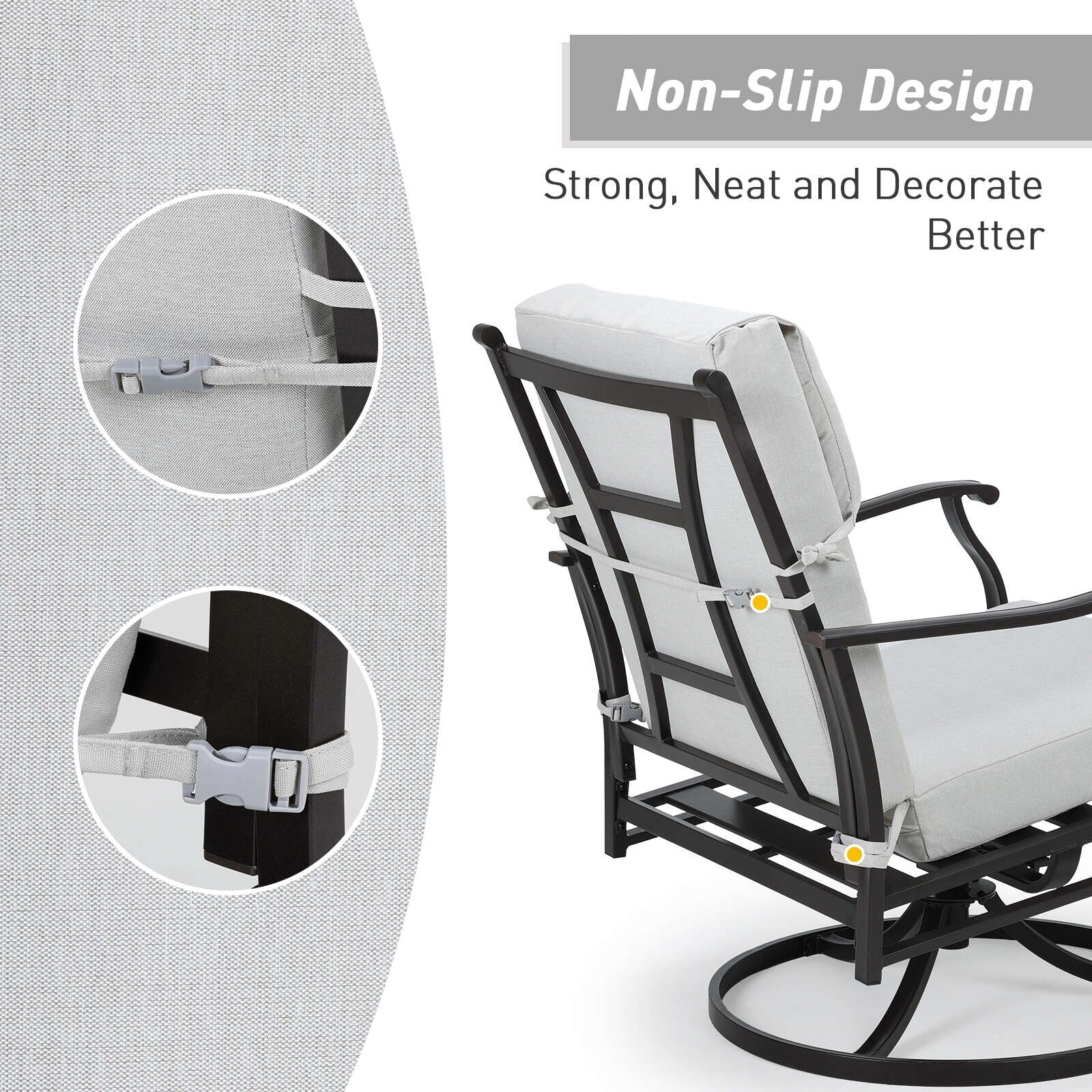 Aoodor Terrassen-Hochlehnen-Stuhlkissen-Set, 4-teilig, 46 x 21 x 4 Zoll (nur Kissen)