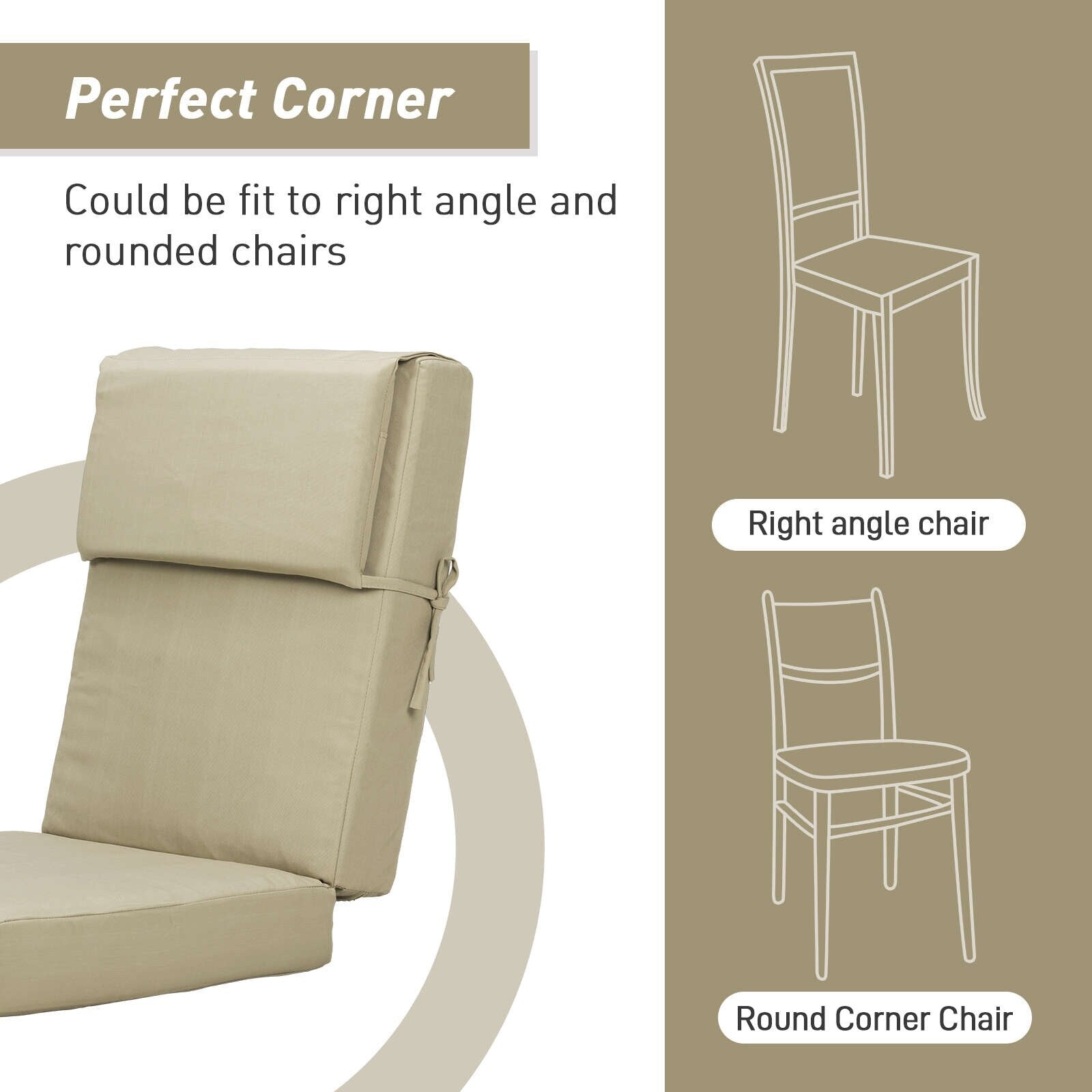 Aoodor Terrassen-Hochlehnen-Stuhlkissen-Set, 4-teilig, 46 x 21 x 4 Zoll (nur Kissen)