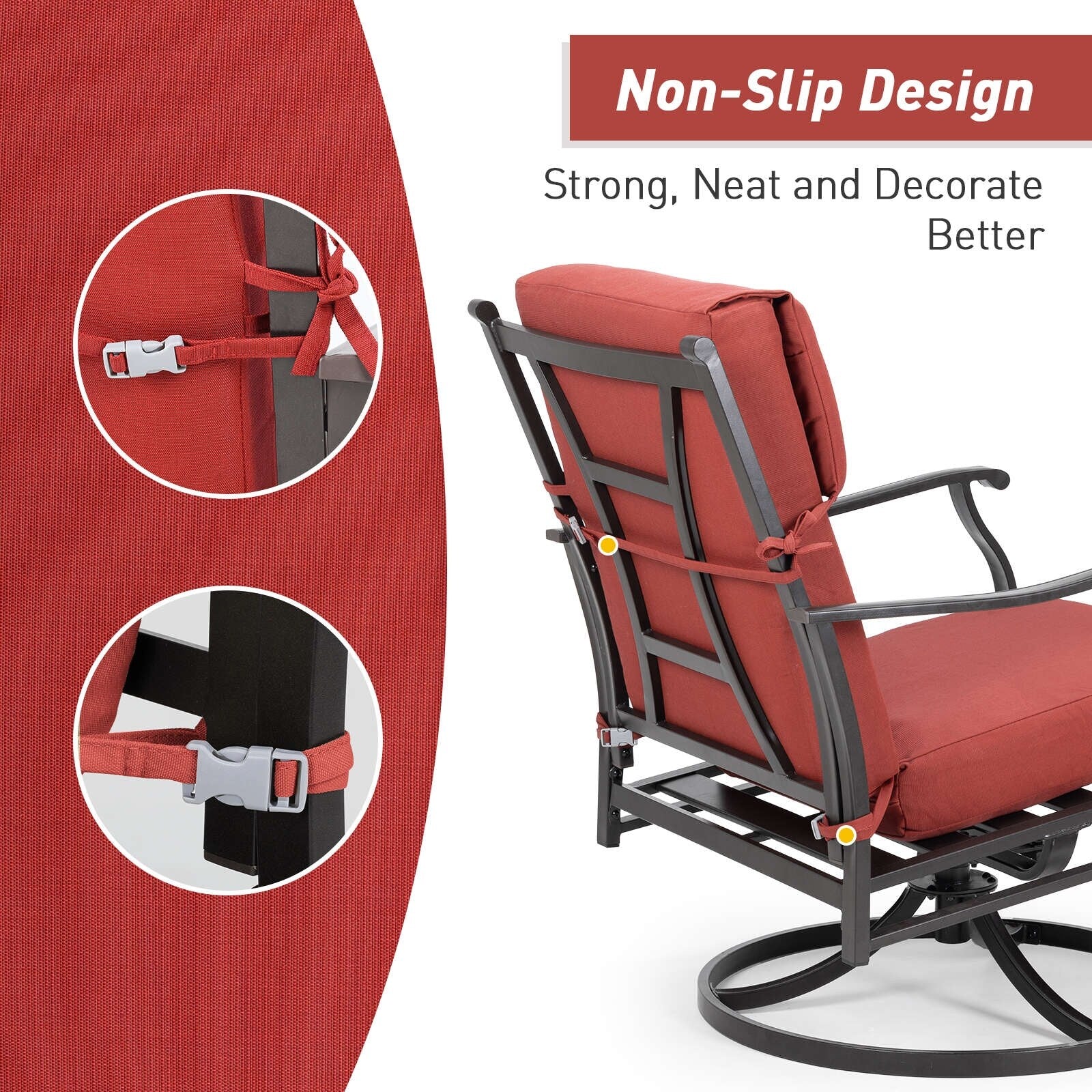 Aoodor Terrassen-Hochlehnen-Stuhlkissen-Set, 4-teilig, 46 x 21 x 4 Zoll (nur Kissen)