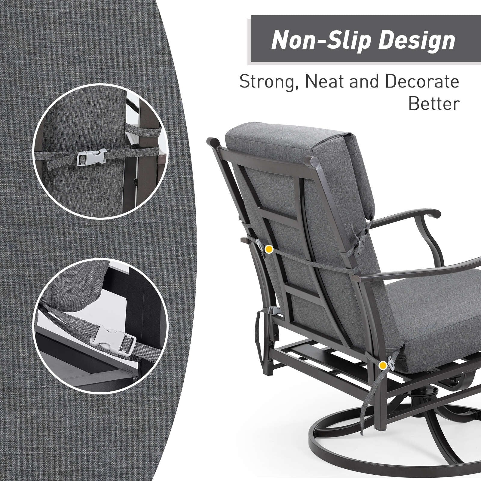 Aoodor Terrassen-Hochlehnen-Stuhlkissen-Set, 4-teilig, 46 x 21 x 4 Zoll (nur Kissen)