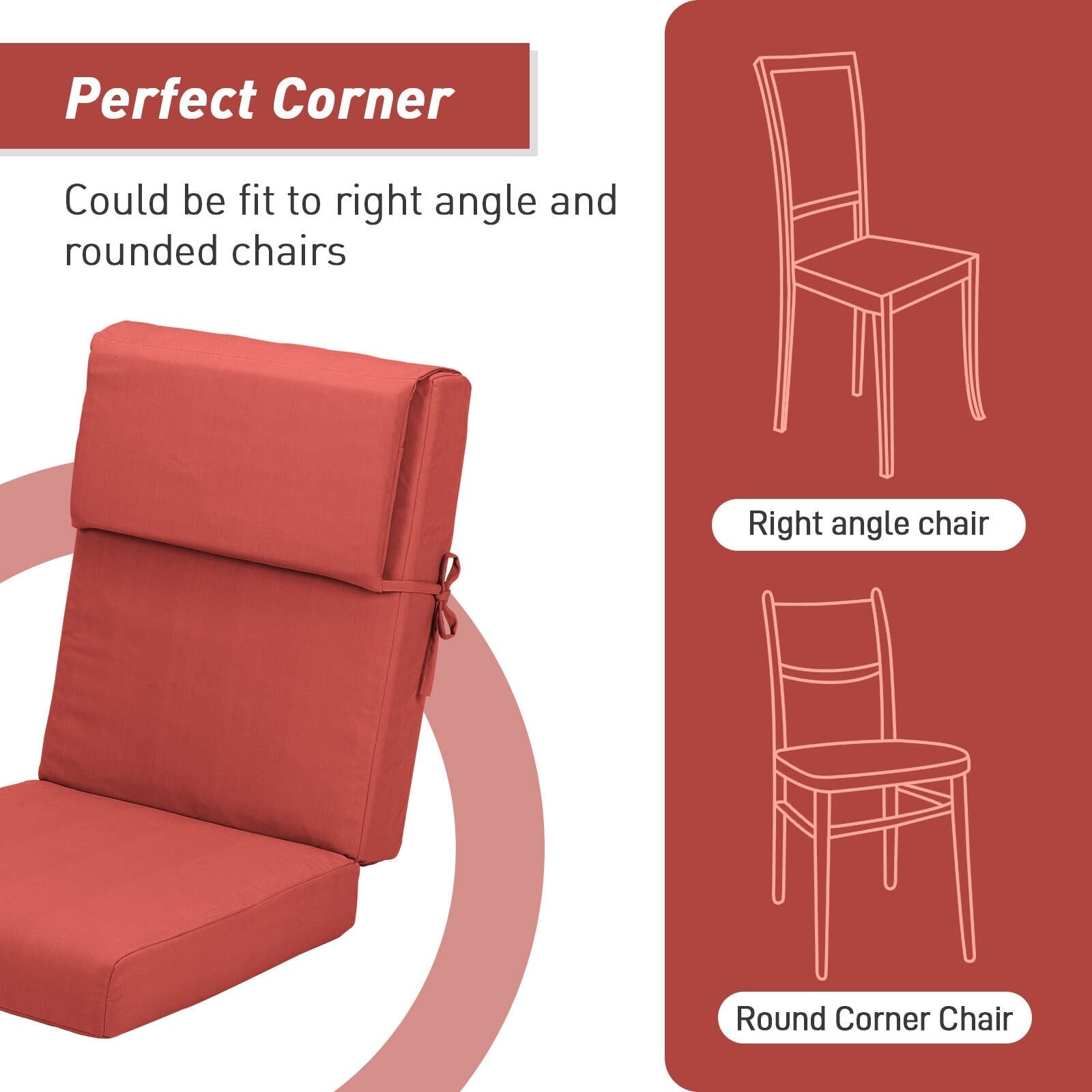 Aoodor Terrassen-Hochlehnen-Stuhlkissen-Set, 4-teilig, 46 x 21 x 4 Zoll (nur Kissen)
