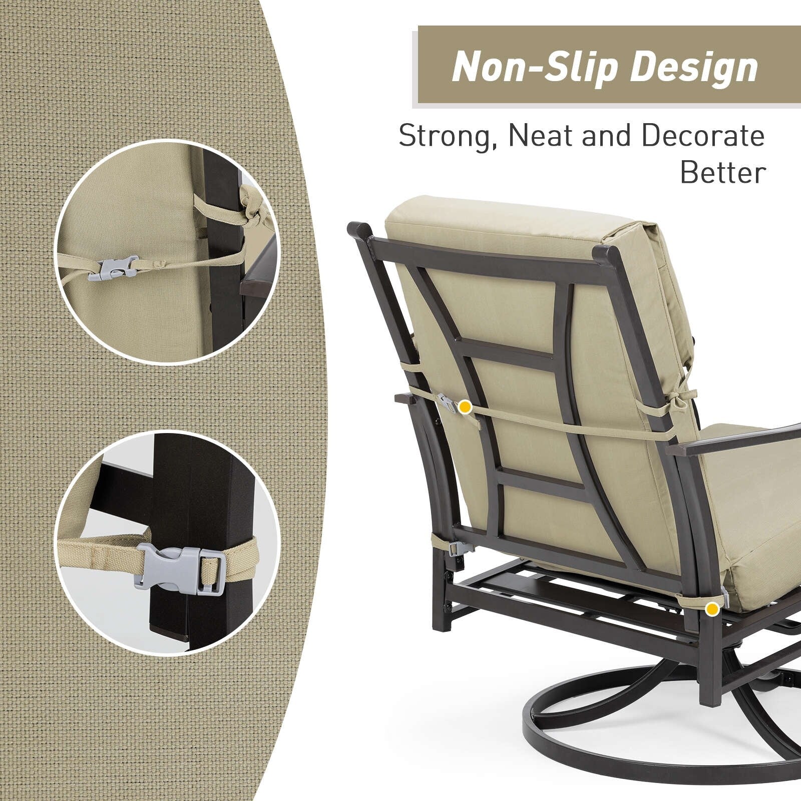 Aoodor Terrassen-Hochlehnen-Stuhlkissen-Set, 4-teilig, 46 x 21 x 4 Zoll (nur Kissen)