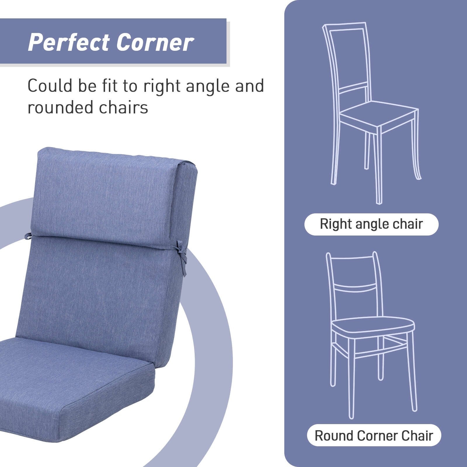 Aoodor Terrassen-Hochlehnen-Stuhlkissen-Set, 4-teilig, 46 x 21 x 4 Zoll (nur Kissen)