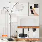 Dimmbare LED-Bogenstehleuchte, modernes schwarzes Modell mit 3 Leuchten