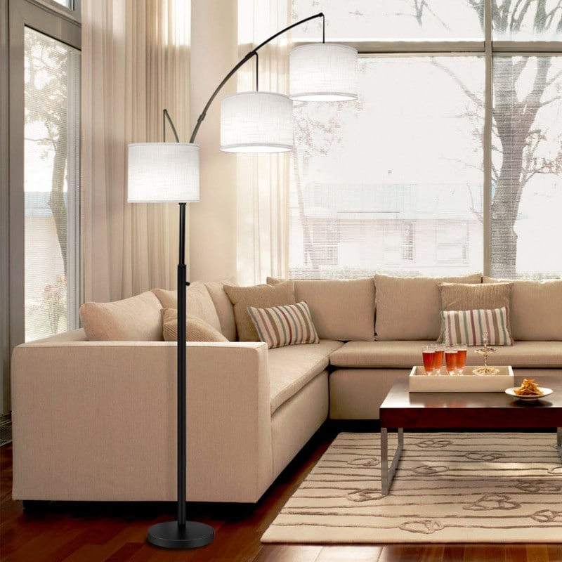 Dimmbare LED-Bogenstehleuchte, modernes schwarzes Modell mit 3 Leuchten