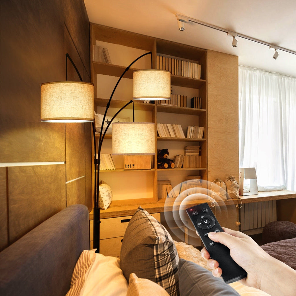 Dimmbare LED-Bogenstehleuchte, modernes schwarzes Modell mit 3 Leuchten