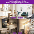 Dimmbare LED-Bogenstehleuchte, modernes schwarzes Modell mit 3 Leuchten