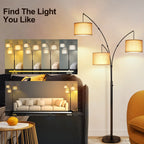 Dimmbare LED-Bogenstehleuchte, modernes schwarzes Modell mit 3 Leuchten