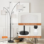 Dimmbare LED-Bogenstehleuchte, modernes schwarzes Modell mit 3 Leuchten