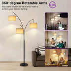 Dimmbare LED-Bogenstehleuchte, modernes schwarzes Modell mit 3 Leuchten