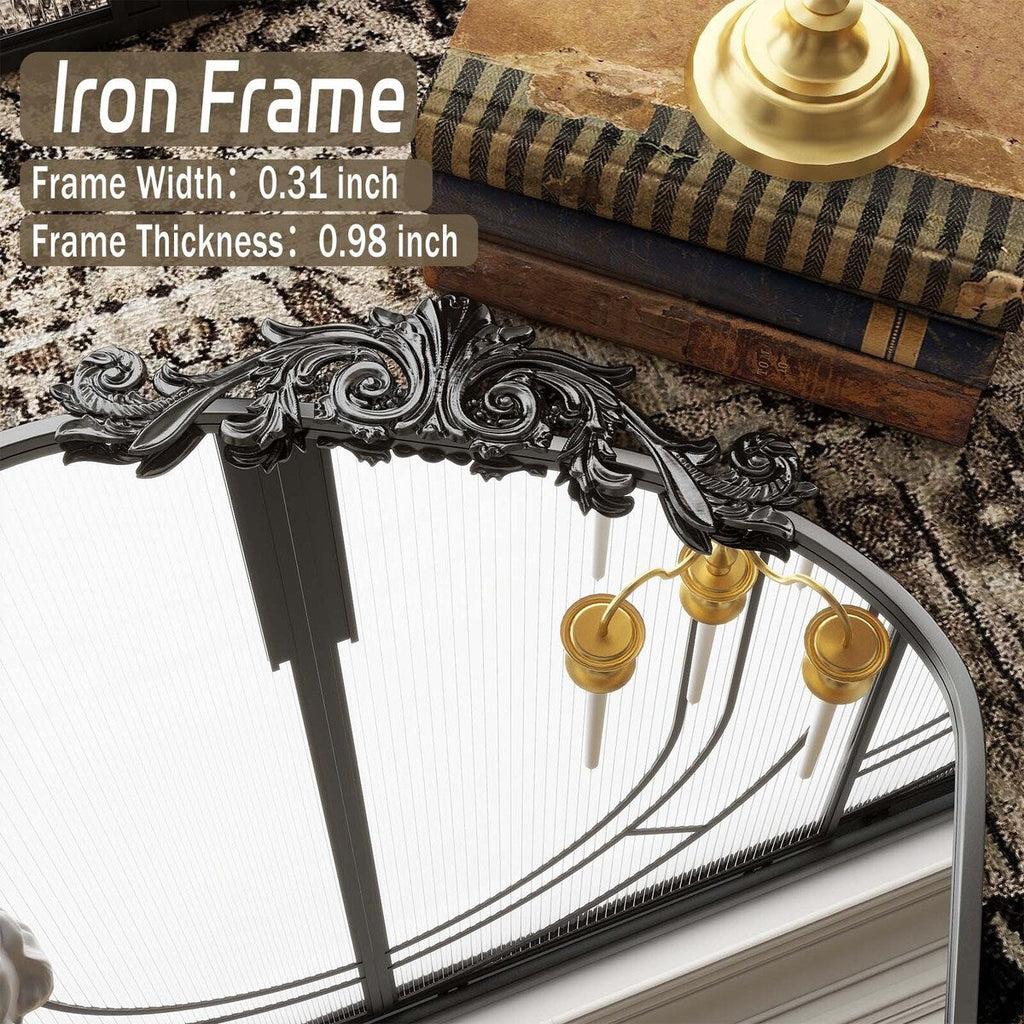 Gewölbter Ganzkörperspiegel mit barockem Blumendekor