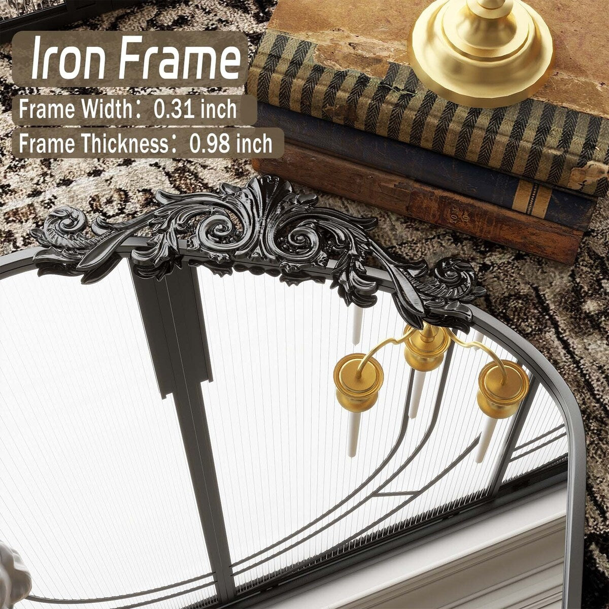 Gewölbter Ganzkörperspiegel mit barockem Blumendekor