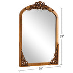 Gewölbter, raumhoher Standspiegel aus Massivholz mit Schnitzereien