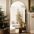 Gebogener, raumhoher Standspiegel aus Holz, Wandspiegel