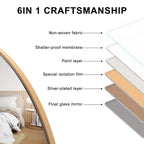 Gebogener, raumhoher Standspiegel aus Holz, Wandspiegel