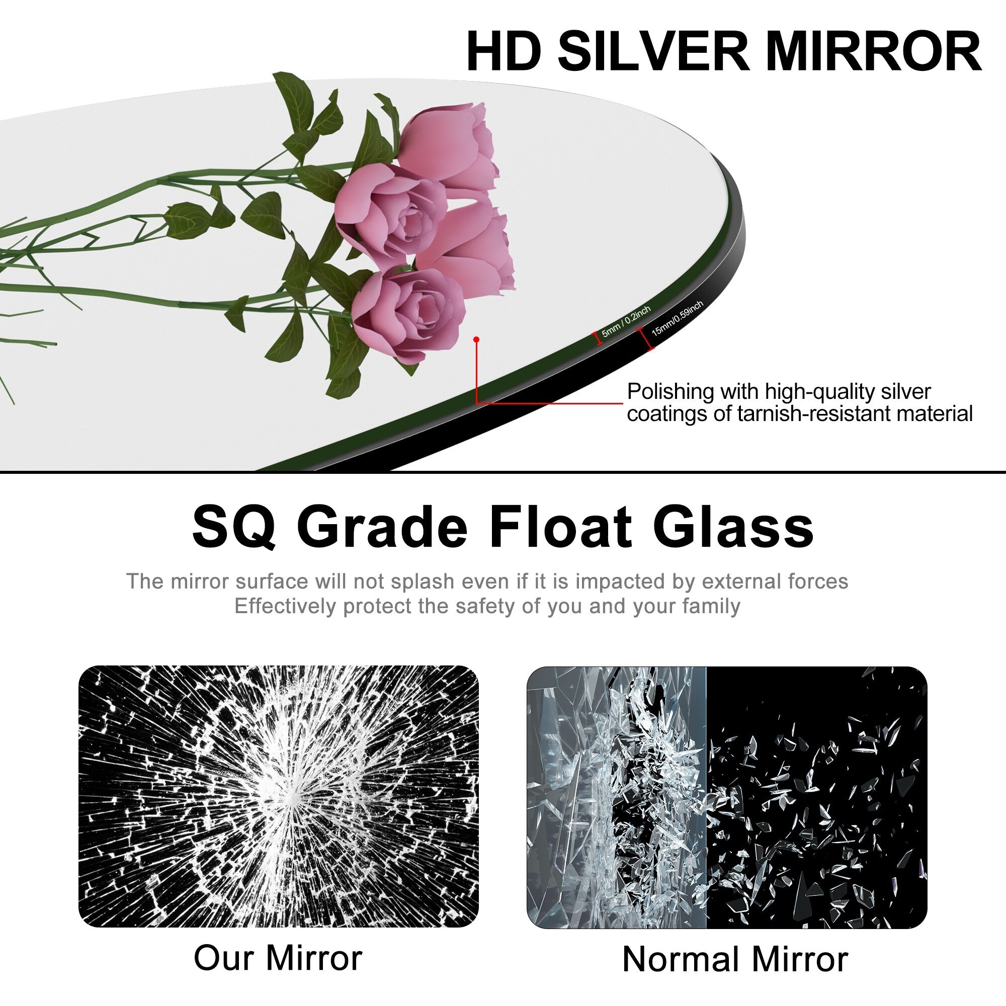 Gebogener, raumhoher Standspiegel aus Holz, Wandspiegel