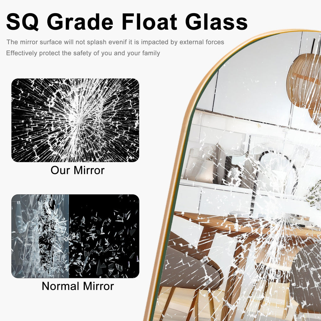 Gebogener, raumhoher Standspiegel aus Holz, Wandspiegel